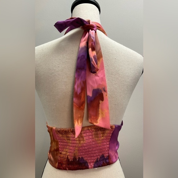 NWT Sigrid Olsen Smocked Crop Tie Halter Top - Picture 7 of 11